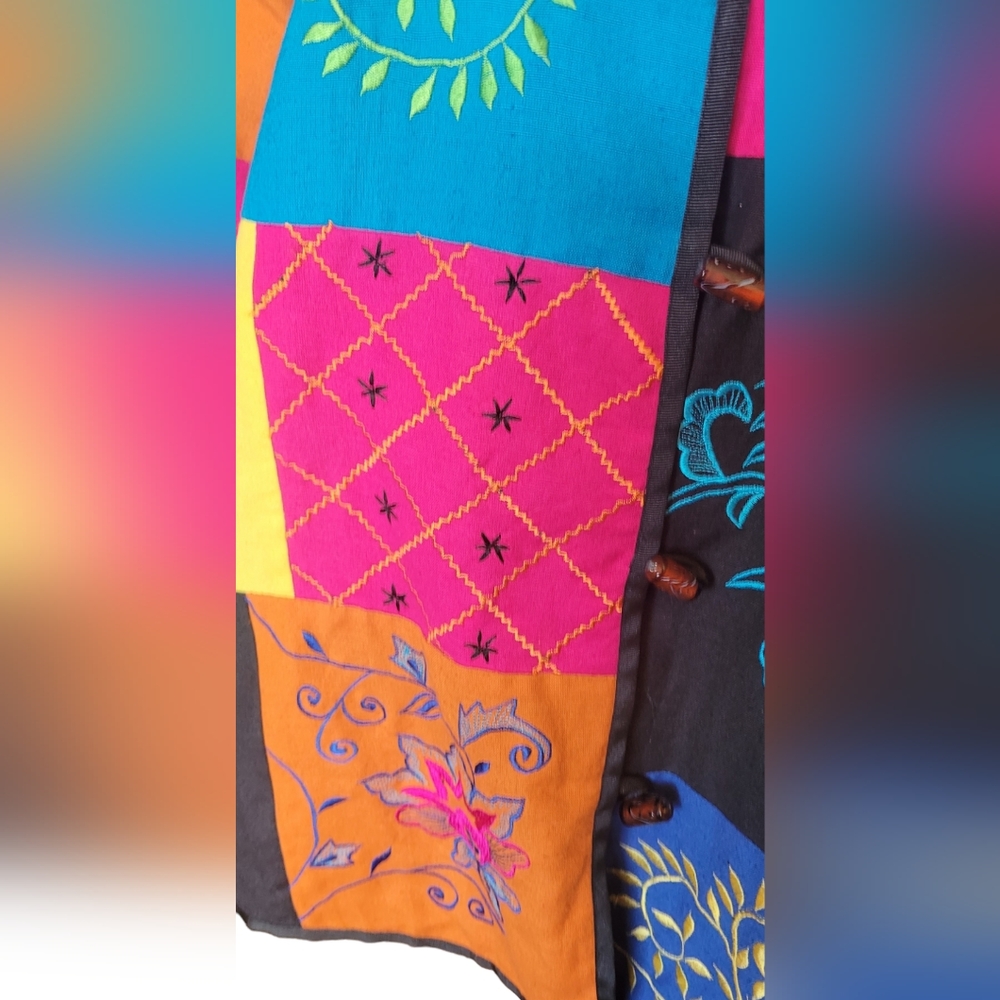 Indigo Moon Embroidered Patchwork Coat - image 4